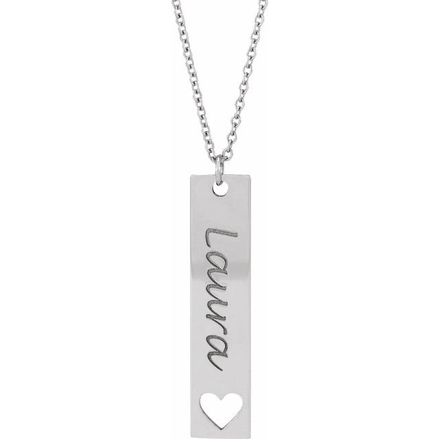 Sterling Silver Engravable Bar 16-18' Necklace