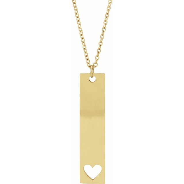 14K Yellow Engravable Bar 16-18' Necklace