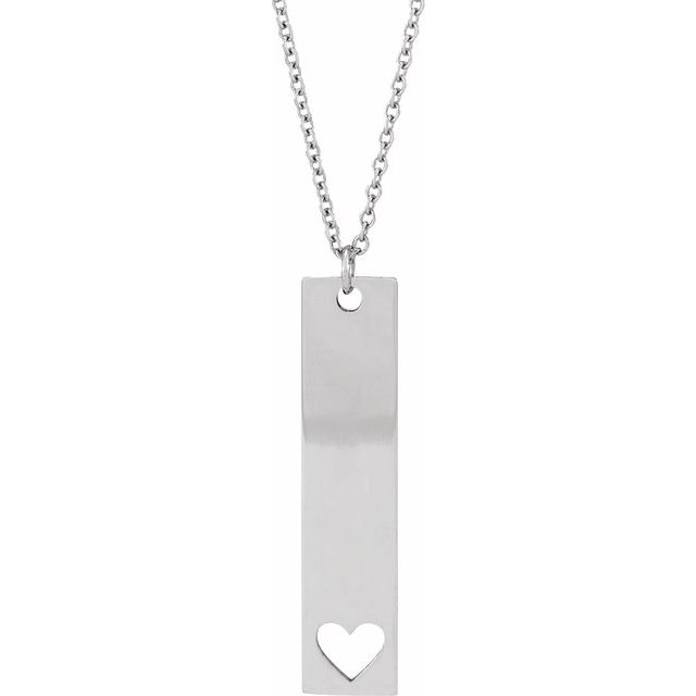Sterling Silver Engravable Bar 16-18' Necklace