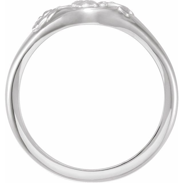 Sterling Silver 10.1 mm Oval Floral Signet Ring
