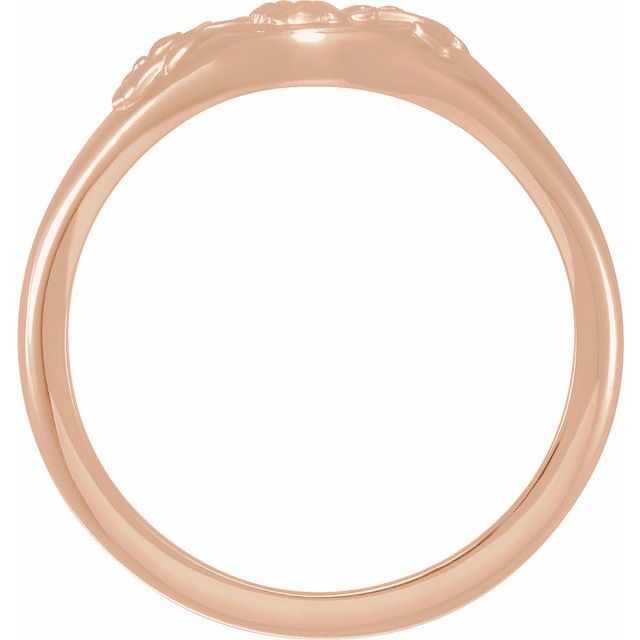 14K Rose 10.1 mm Oval Floral Signet Ring