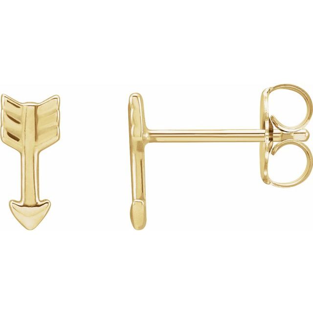 14K Yellow Arrow Stud Earrings