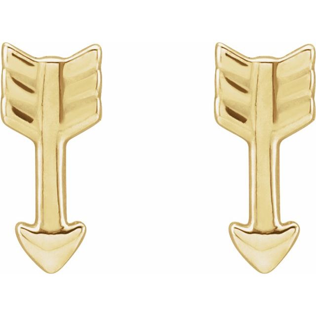 14K Yellow Arrow Stud Earrings