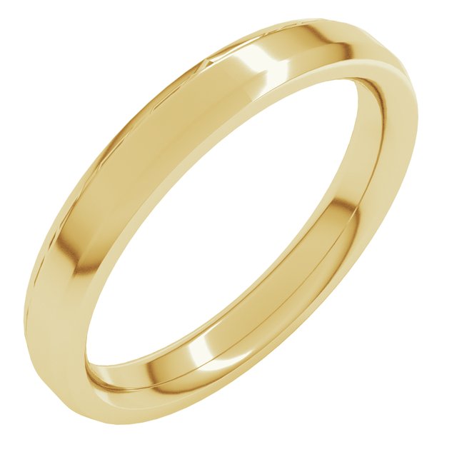 14K Yellow 3 mm Beveled-Edge Comfort-Fit Band Size 9.5