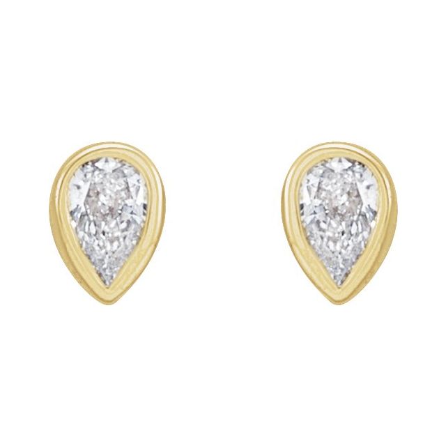 14K Yellow 1/10 CTW Lab-Grown Diamond Bezel-Set Earrings