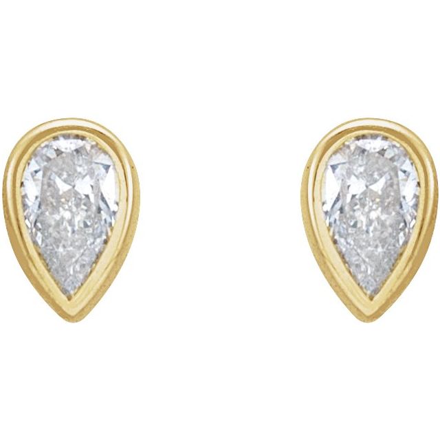 14K Yellow 1/10 CT Lab-Grown Diamond Bezel-Set Earring