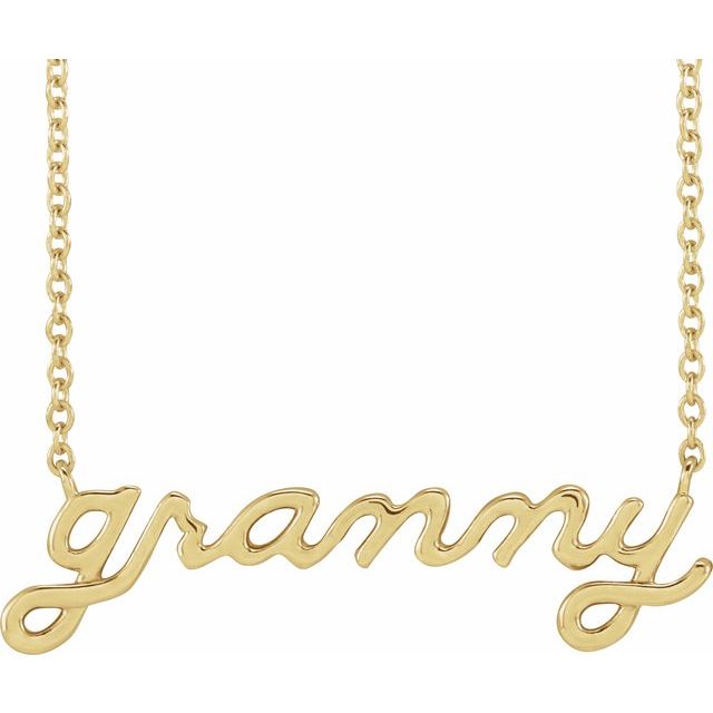 14K Yellow Lowercase Script Granny 18' Necklace