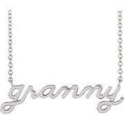 14K White Lowercase Script Granny 18' Necklace