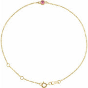 14k Yellow Natural Pink Tourmaline Bezel-set Solitaire 6 1/2-7 1/2' Bracelet