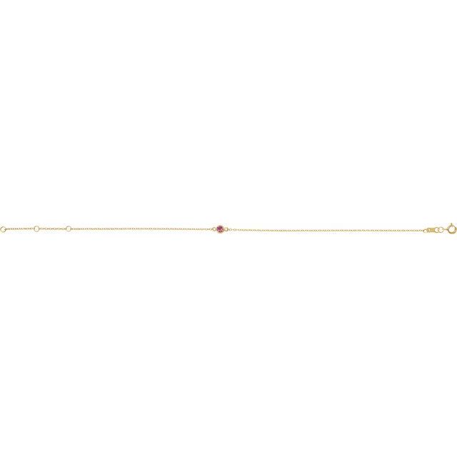14k Yellow Natural Pink Tourmaline Bezel-set Solitaire 6 1/2-7 1/2' Bracelet