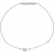 14K White Lowercase Script Nana Bracelet