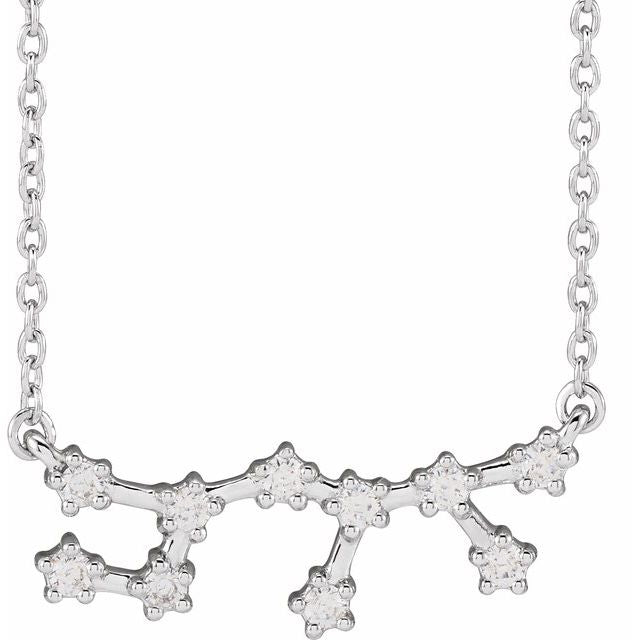 14K White 1/5 CTW Natural Diamond Sagittarius 16-18' Necklace