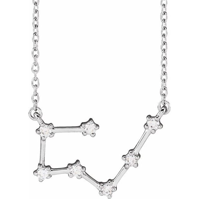 14K White 1/6 CTW Natural Diamond Taurus 16-18' Necklace