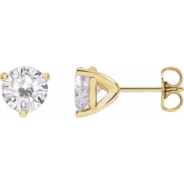 14K Yellow 6.5 mm Round Stuller Lab-Grown Moissanite™ Earrings