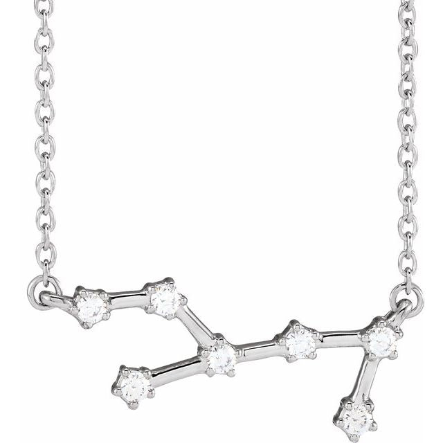 14K White 1/6 CTW Natural Diamond Virgo 16-18' Necklace