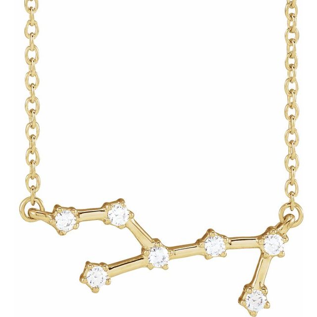 14K Yellow 1/6 CTW Natural Diamond Virgo 16-18' Necklace