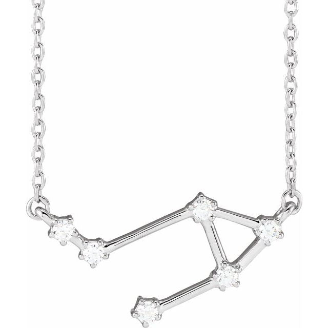 14K White 1/8 CTW Natural Diamond Libra 16-18' Necklace