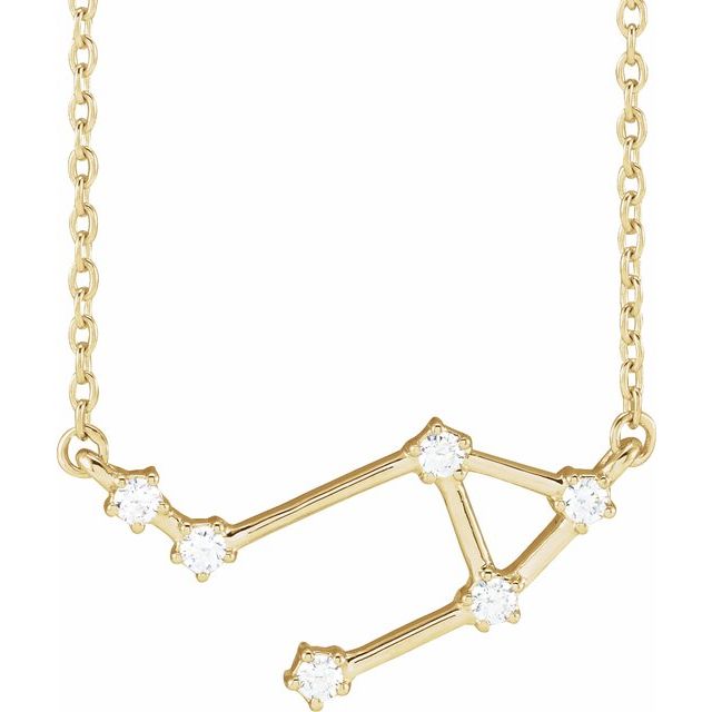 14K Yellow 1/8 CTW Natural Diamond Libra 16-18' Necklace