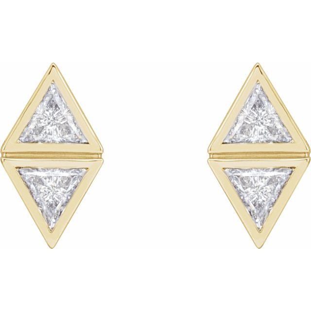 14K Yellow 1/4 CTW Natural Diamond Two-Stone Bezel-Set Earrings