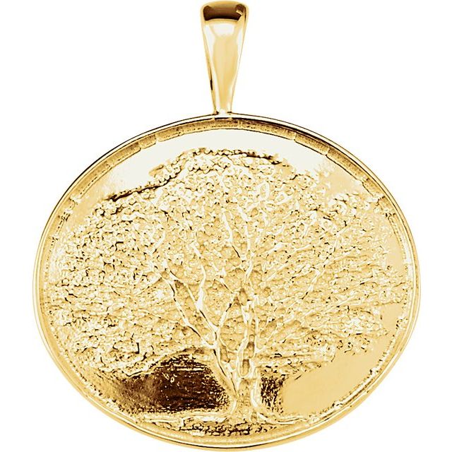 14k Yellow Heartprint Oak Tree Pendant