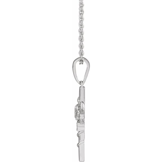 Sterling Silver Floral Cross 16-18' Necklace
