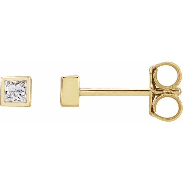 14K Yellow 1/8 CTW Lab-Grown Diamond Bezel-Set Earrings