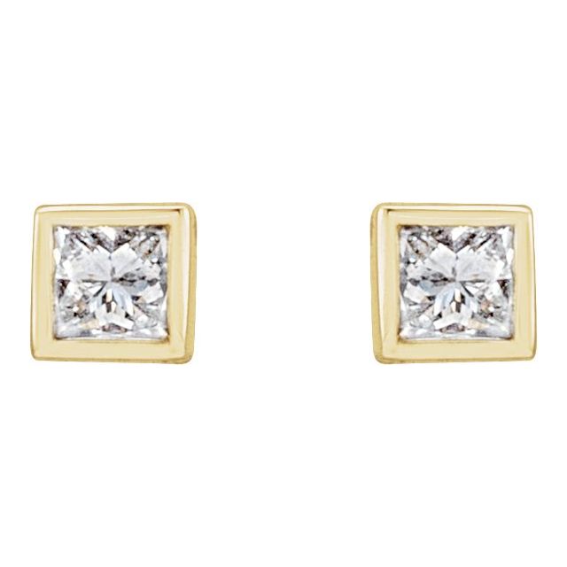 14K Yellow 1/6 CTW Lab-Grown Diamond Bezel Earrings