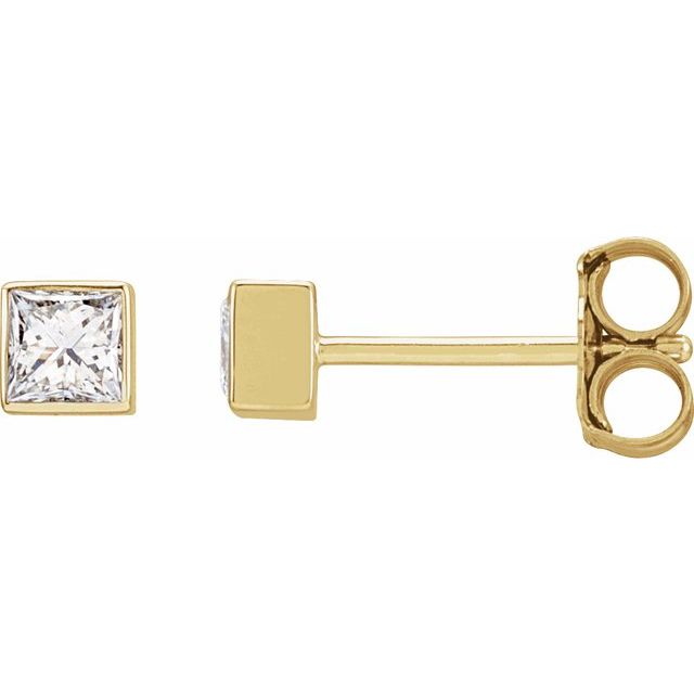 14K Yellow 1/5 CTW Lab-Grown Diamond Bezel-Set Earrings