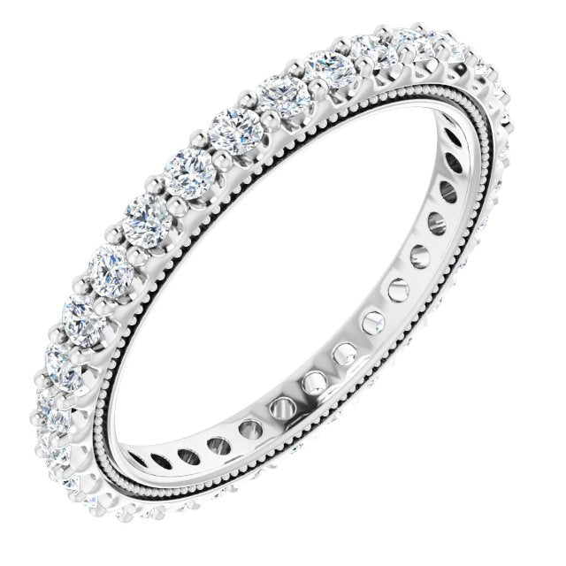 14K White 1 CTW Lab-Grown Diamond Eternity Band Size 8