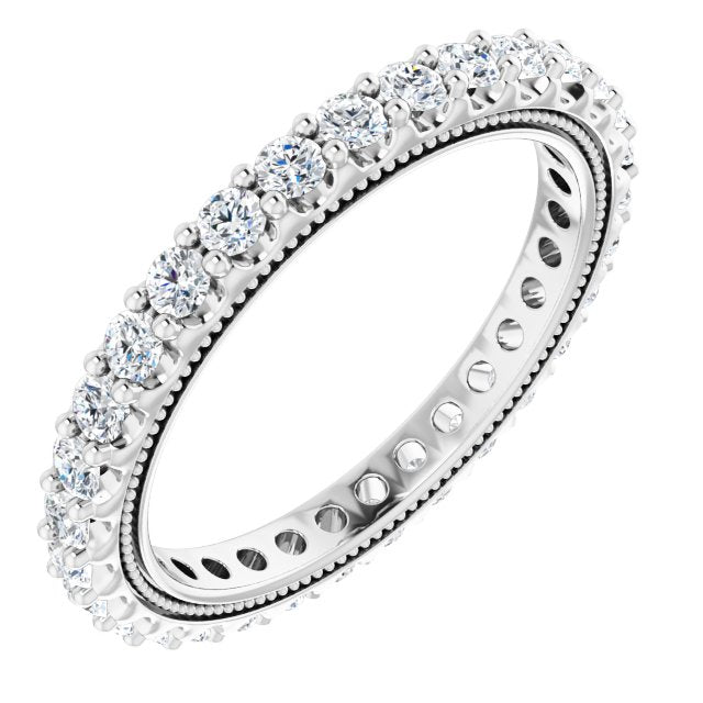 14K White 9/10 CTW Natural Diamond Eternity Band Size 6.5