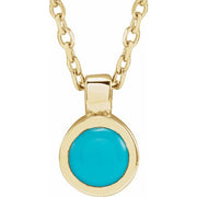 14K Yellow Natural Turquoise Bezel-Set 16-18' Necklace