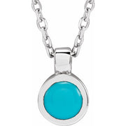 Sterling Silver Natural Turquoise Bezel-Set 16-18' Necklace