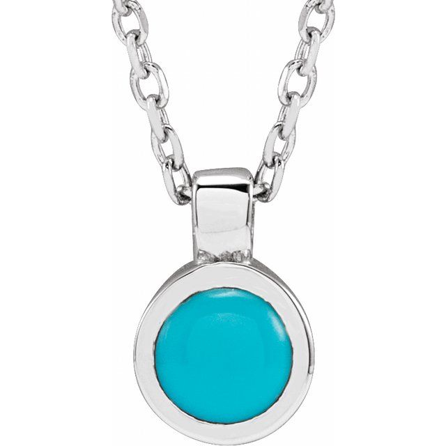 Sterling Silver Natural Turquoise Bezel-Set 16-18' Necklace