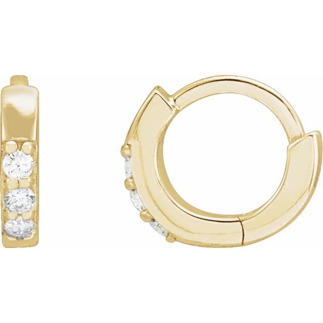 14k Yellow .05 Ctw Natural Diamond 8 Mm Huggie Earrings