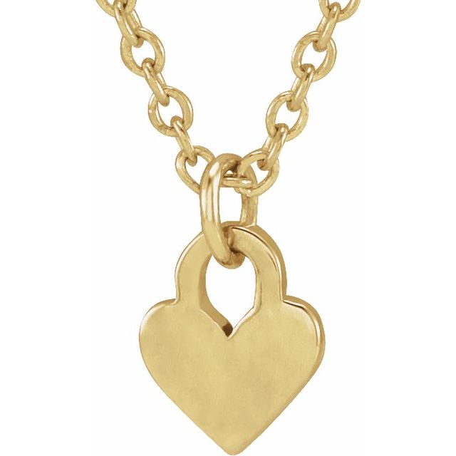14k Yellow Engravable Heart 16-18' Necklace