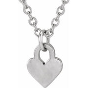 Sterling Silver Engravable Heart 16-18' Necklace