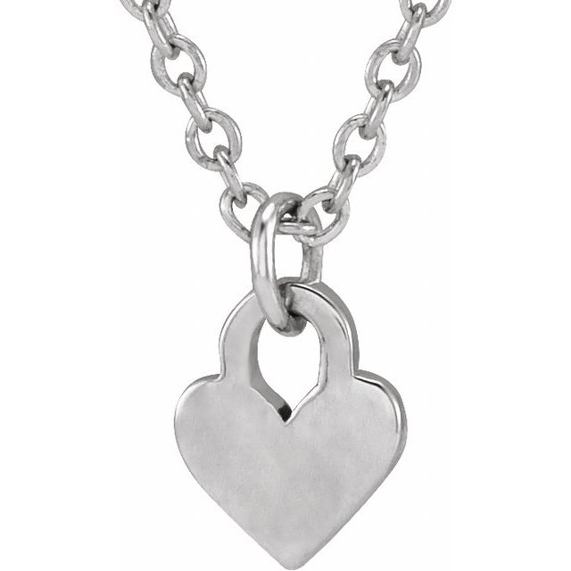 Sterling Silver Engravable Heart 16-18' Necklace