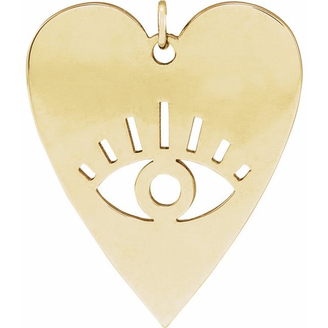 14K Yellow 20x17.1 mm Evil Eye Heart Pendant