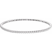 14K White Beaded Bangle Bracelet