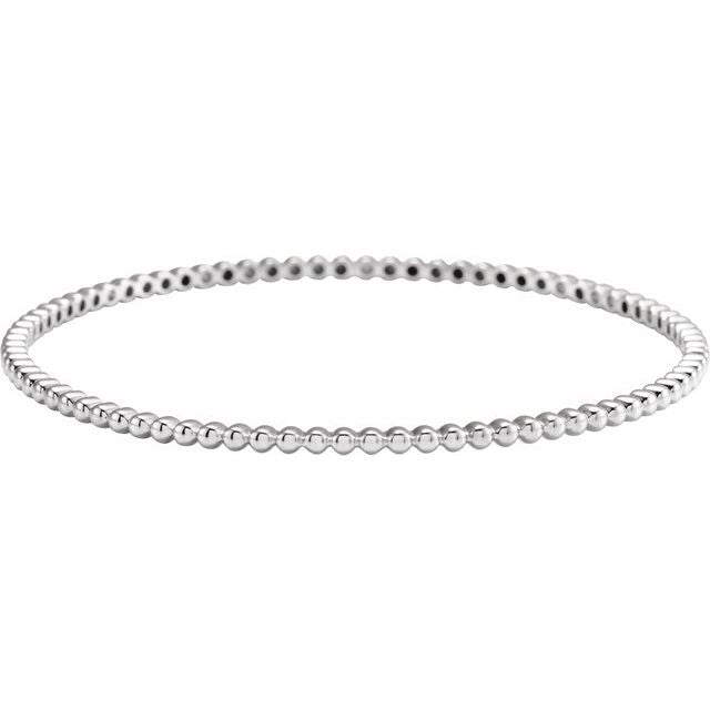 14K White Beaded Bangle Bracelet