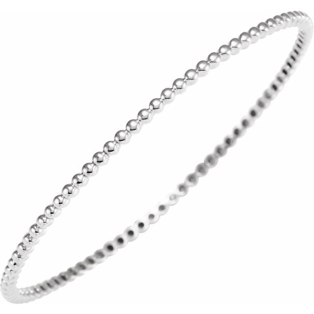 14K White Beaded Bangle Bracelet