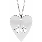 Sterling Silver Evil Eye Heart 16-18' Necklace