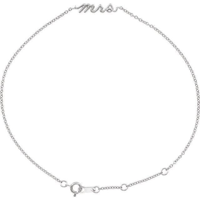 Sterling Silver Script Mrs 6 1/2-7 1/2' Bracelet