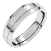 14K White 5 mm Milgrain Beveled Edge Band Size 10