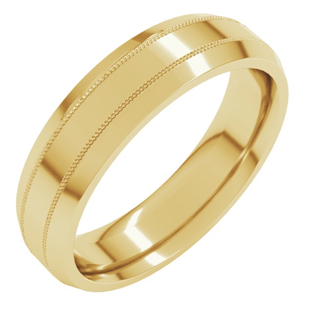 14K Yellow 5 mm Milgrain Beveled Edge Band Size 9.5