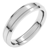 Sterling Silver 4 mm Milgrain Beveled Edge Band Size 7