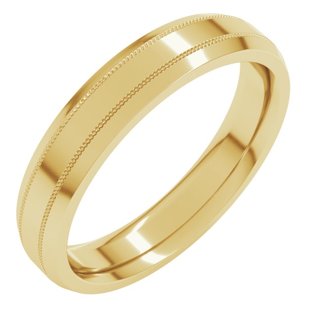 14K Yellow 4 mm Milgrain Beveled Edge Band Size 8.5