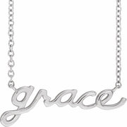 Sterling Silver Lowercase Script Grace 18' Necklace