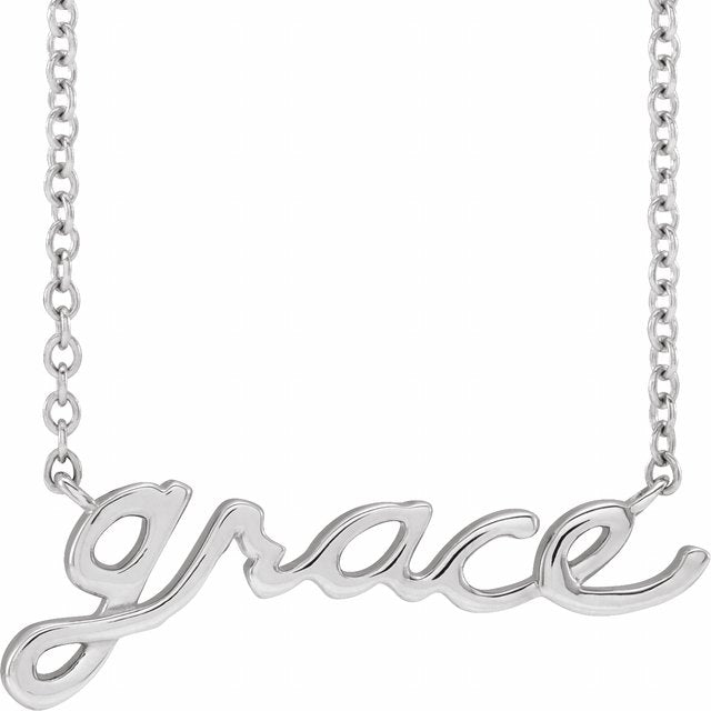 Sterling Silver Lowercase Script Grace 18' Necklace