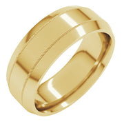 14K Yellow 7 mm Milgrain Beveled Edge Band Size 9.5